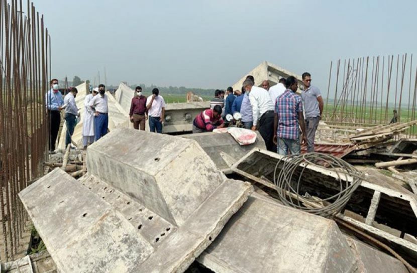 নির্মাণকাজ শেষের আগেই সেতু ধসে খালে