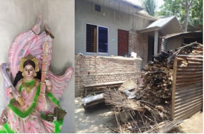 শরীয়তপুরে বাড়িতে আগুন ও প্রতিমা ভাঙচুর