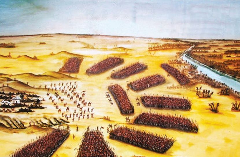 শিল্পীর তুলিতে  কারবারা প্রান্তরে ইমাম হোসাই (আ) ও ইয়াজিদ বাহিনীর অবস্থান