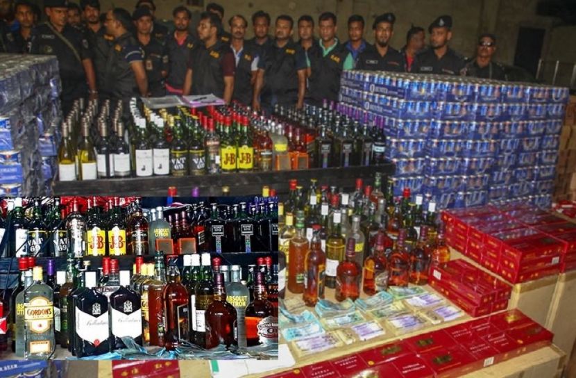 রাজধানীর তেজগাঁও ফুওয়াং ক্লাবে বৃহস্পতিবার অভিযান চালিয়ে মদ, বিয়ার ও টাকা জব্দ করে র‌্যাব।