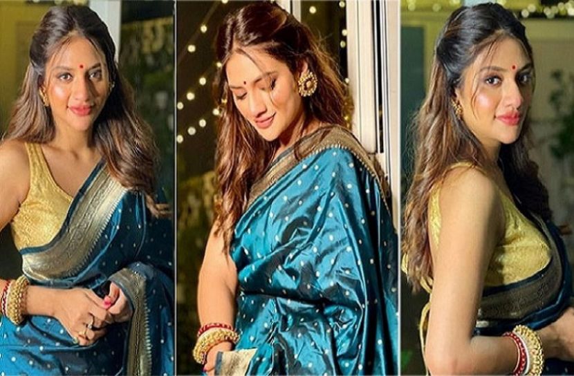 নুসরাতের পূজার সাজ