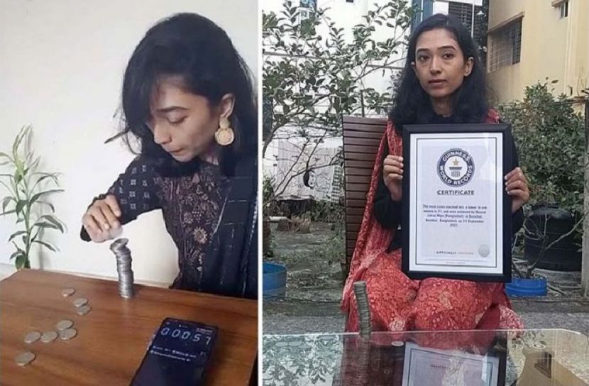 কয়েন সাজিয়ে গিনেস বুকে বরিশালের নিপা