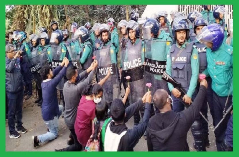 শাবিপ্রবিতে শিক্ষার্থীদের অভিনব প্রতিবাদ