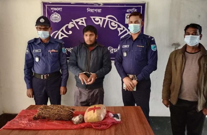 মধুখালিতে দেড় কেজি গাঁজাসহ মাদক কারবারি গ্রেফতার