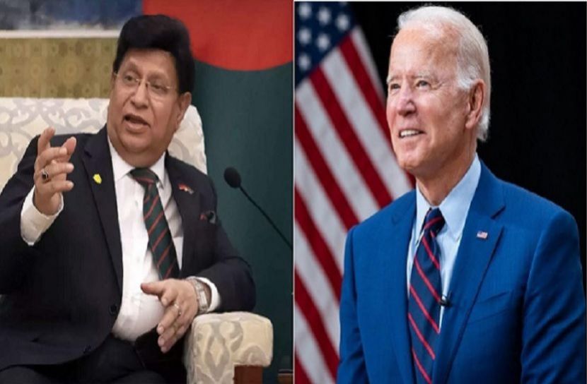 ছবি: সংগৃহীত (জো বাইডেন ও এ কে আব্দুল মোমেন)