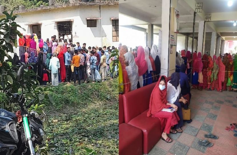 নোয়াখালীতে গণটিকা কেন্দ্রে উপচে পড়া ভিড়