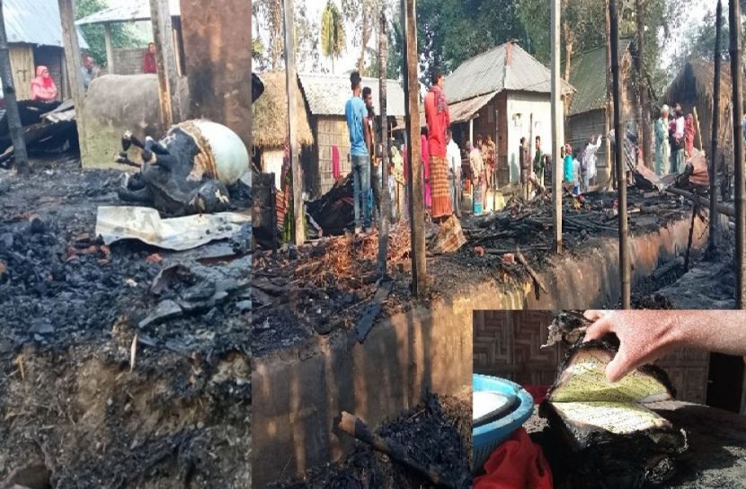 ঠাকুরগাঁওয়ে অগ্নিকান্ডে ৫ পরিবারের ঘরবাড়ি ভস্মিভূত।