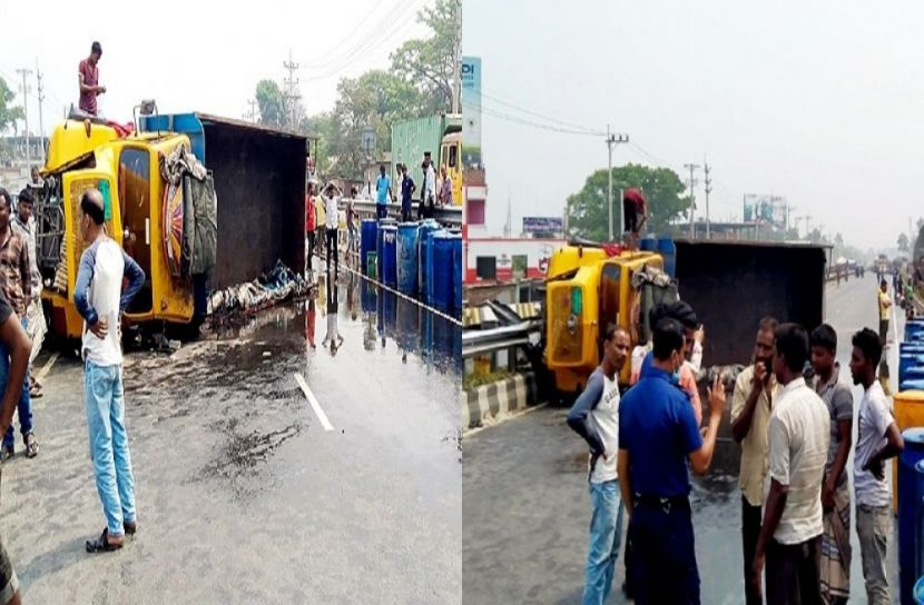 টাঙ্গাইলে উল্টে গেলো ট্রাক