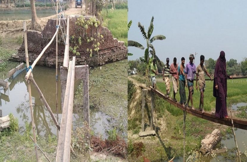 যুদ্ধের ক্ষত চিহ্ন দেখতে চায় না এলাকাবাসী- গৌরীপুর উপজেলার রামগোপালপুর ইউনিয়নের বলুহা শিবপুরের কংক্রিটের সেতু