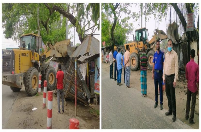 নীলফামারীতে মহাসড়কের দুই পাশের অবৈধ স্থাপনা উচ্ছেদ