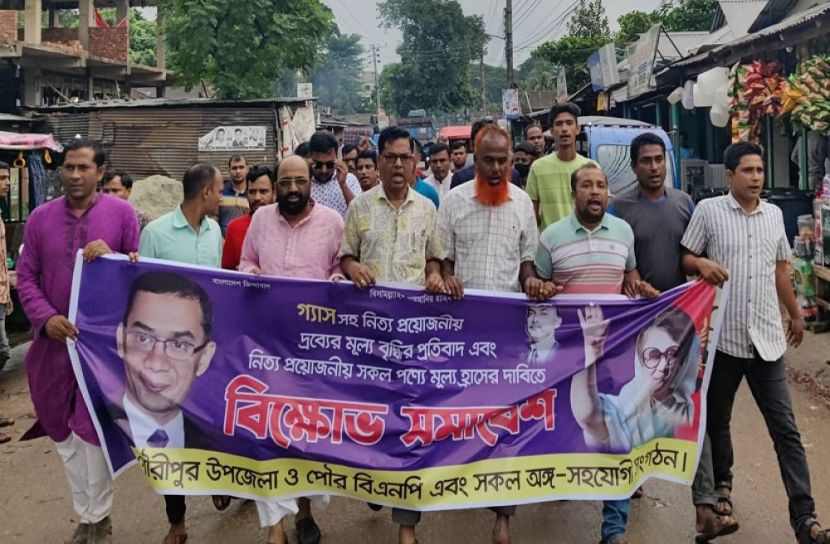 গৌরীপুরে বিএনপির বিক্ষোভ মিছিল