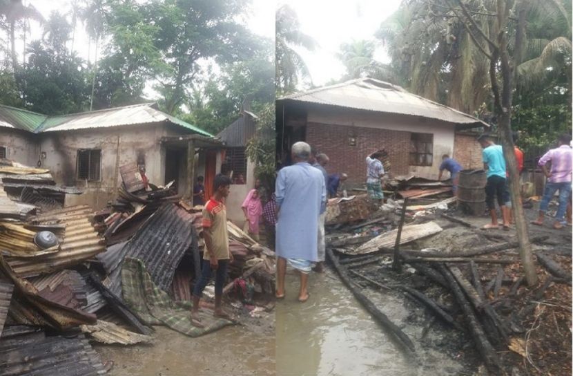 নোয়াখালীতে আগুনে পুড়ে ছাই ৪টি বসতঘর 