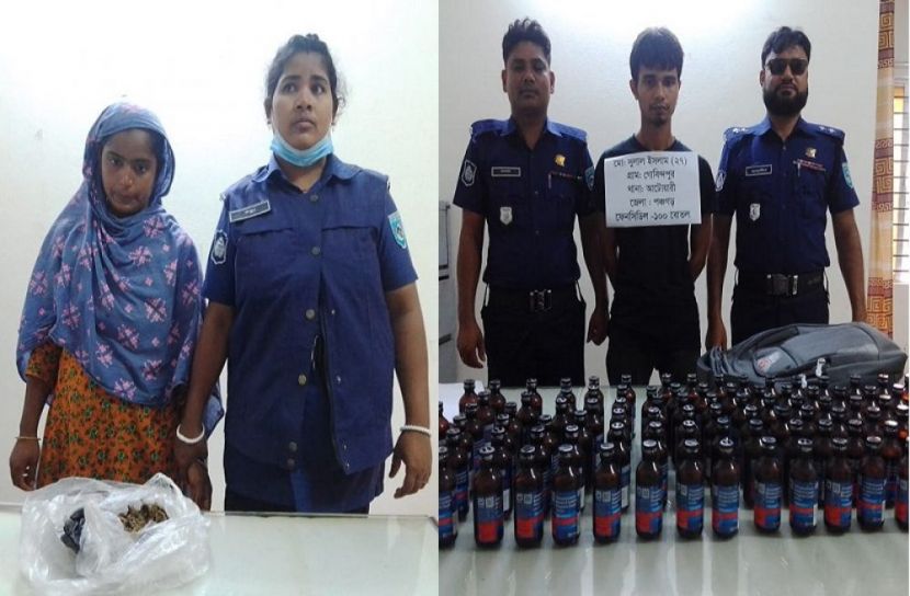ঠাকুরগাঁওয়ে ফেনসিডিল ও গাজাঁসহ আটক ২