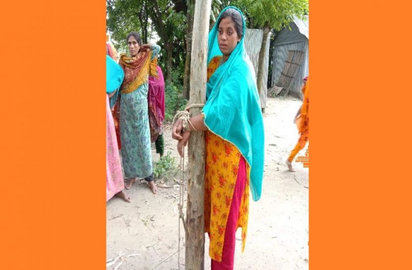 গাছের সাথে বেঁধে গৃহবধূকে নির্যাতন