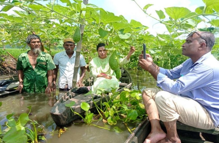 ভাসমান সবজি চাষে কৃষকের মুখে হাসি