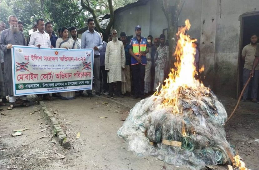 যমুনায় ইলিশ শিকার ১৪ জেলের জরিমানা