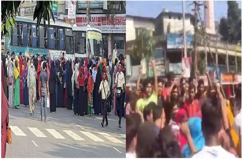 রাজধানীতে পোশাক শ্রমিকদের সড়ক অবরোধ