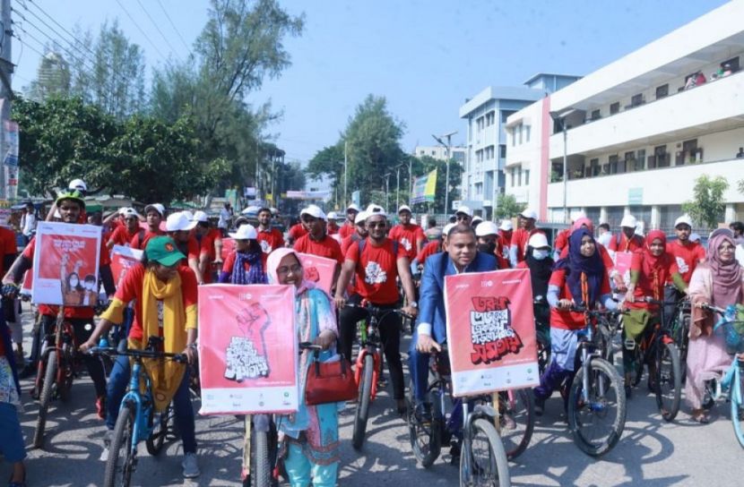 নারী সহিংসতা প্রতিরোধে সাইকেল র‌্যালি