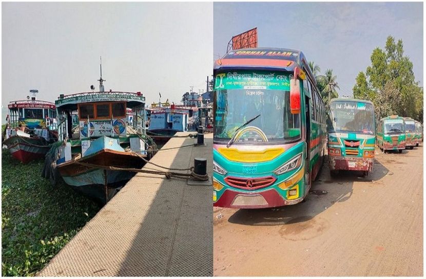 লঞ্চ ও বাস চলাচল বন্ধ, মুন্সীগঞ্জে যাত্রীদের ভোগান্তি