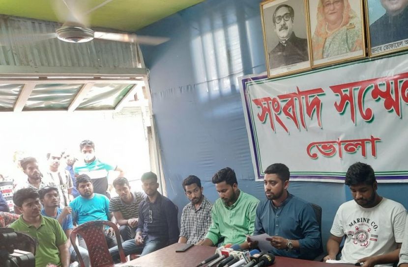 ভোলায় ছাত্রলীগ সম্পাদকের সংবাদ সম্মেলন