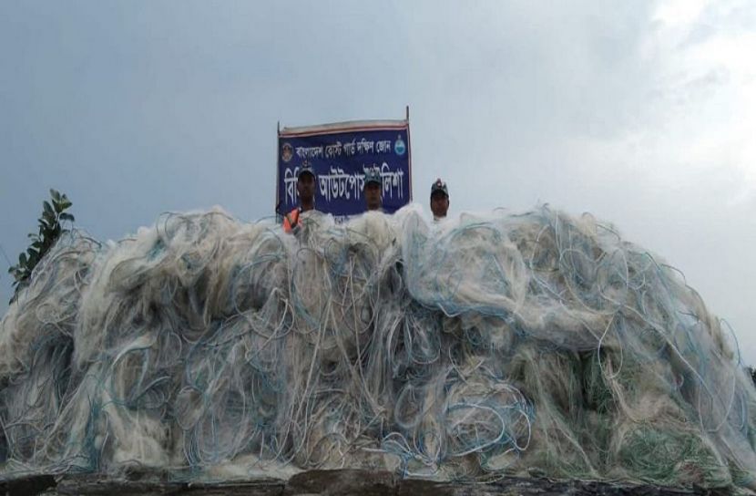 ইলিশায় ১৫ লক্ষ মিটার কারেন্ট জাল জব্দ