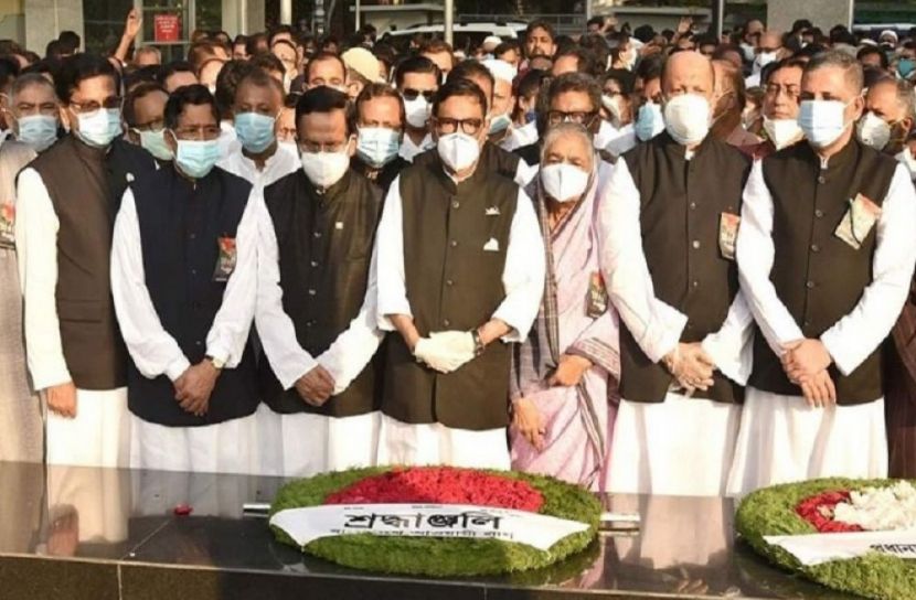 বঙ্গবন্ধুর প্রতিকৃতিতে আ.লীগের শ্রদ্ধা