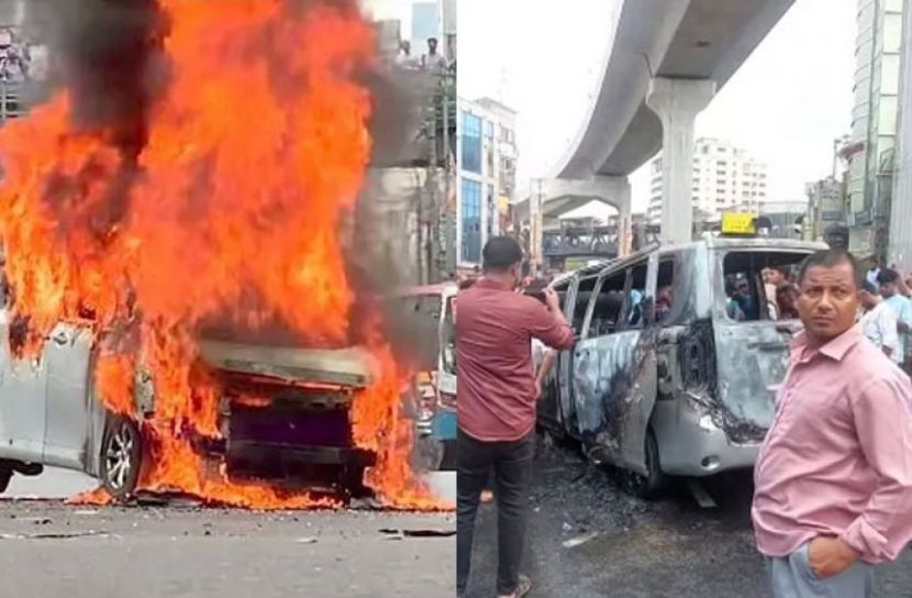 রাজধানীতে চলন্ত মাইক্রোবাসে হঠাৎ আগুন