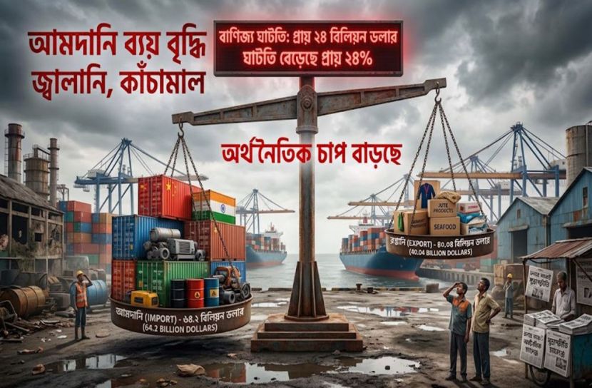 আমদানি-রপ্তানিতে ২৪ বিলিয়ন ডলারের ঘাটতি, বাড়ছে অর্থনৈতিক চাপ