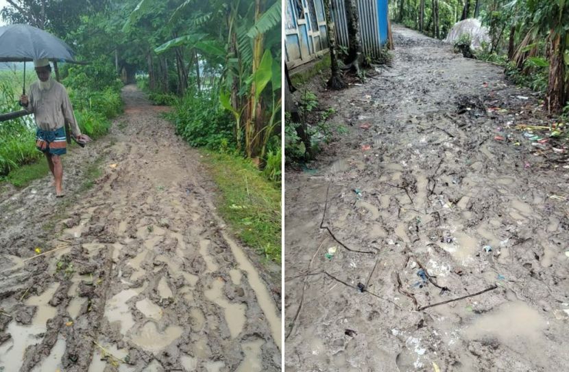 ৬০ বছরেও পাকা হয়নি ঝাউদি ইউনিয়নের কাচাঁ সড়ক