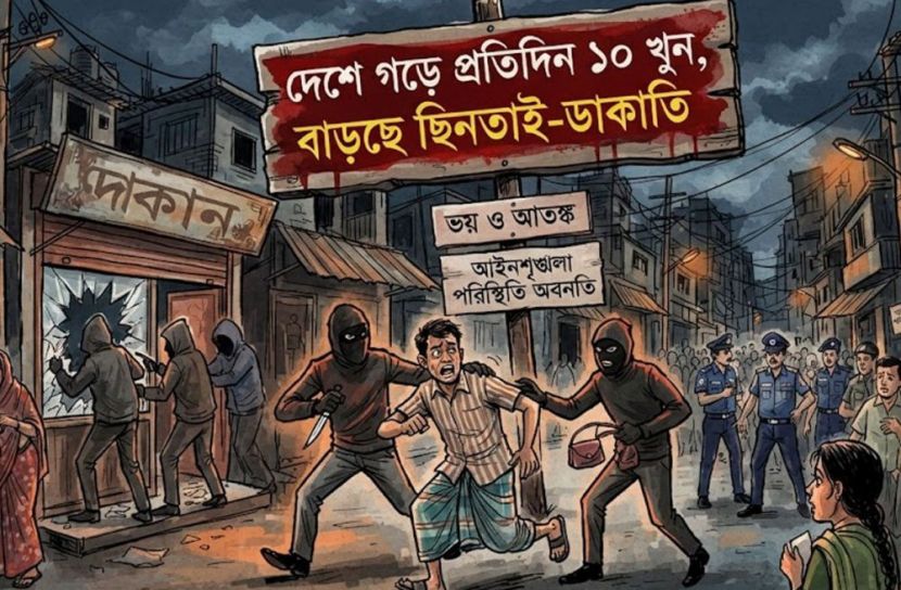 দেশে গড়ে প্রতিদিন ১০ খুন, বাড়ছে ছিনতাই-ডাকাতি