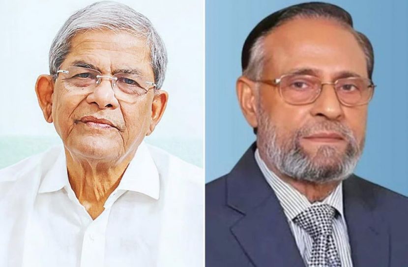 বাম দিক থেকে মির্জা ফখরুল ইসলাম আলমগীর ও কর্নেল (অব.) অলি আহমেদ। ছবি: সংগৃহিত