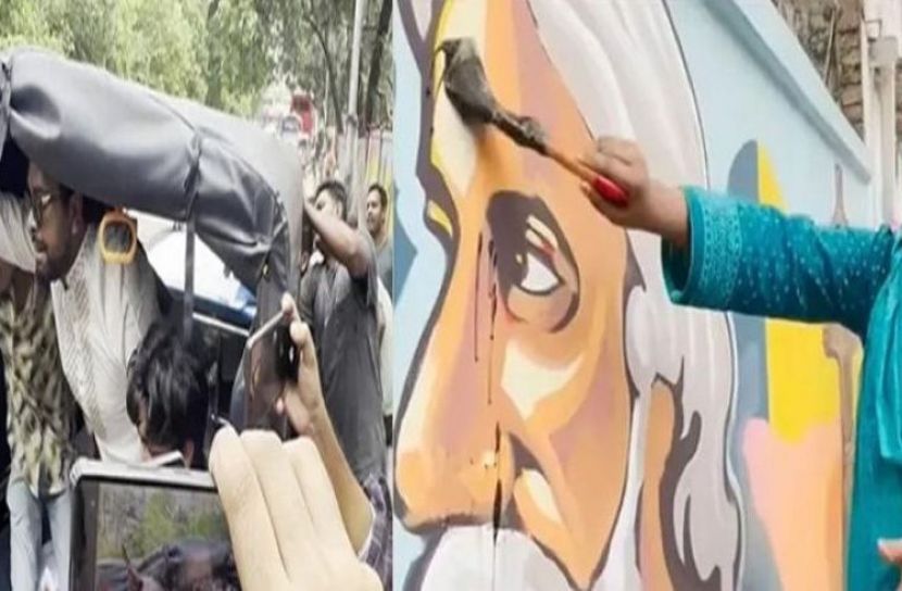 রবীন্দ্রনাথের গ্রাফিতিতে চুনকালি: আয়াসসহ ৪ জনের বিরুদ্ধে মামলা